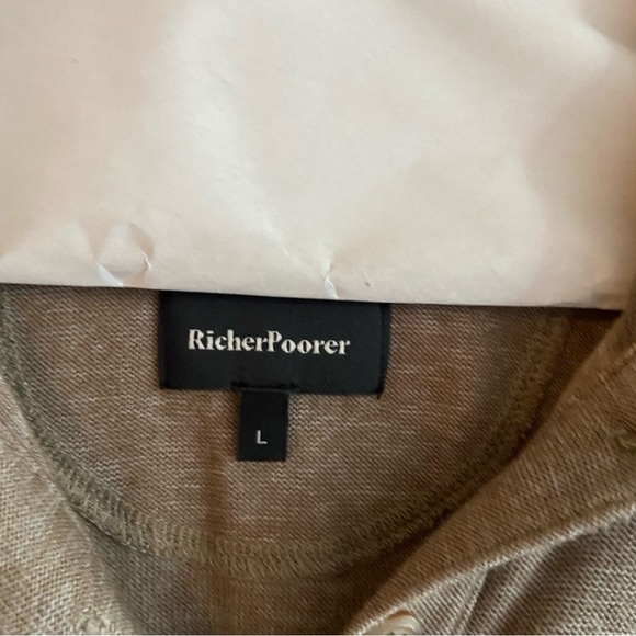 Richer Poorer Cozy Knit Polo in Warm Grey, L - Picture 2 of 7